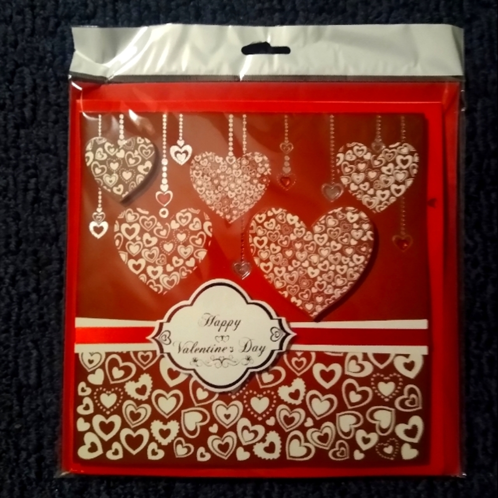 3D Valentine Card by Large and Loving Cards 8"x8" Red and White New